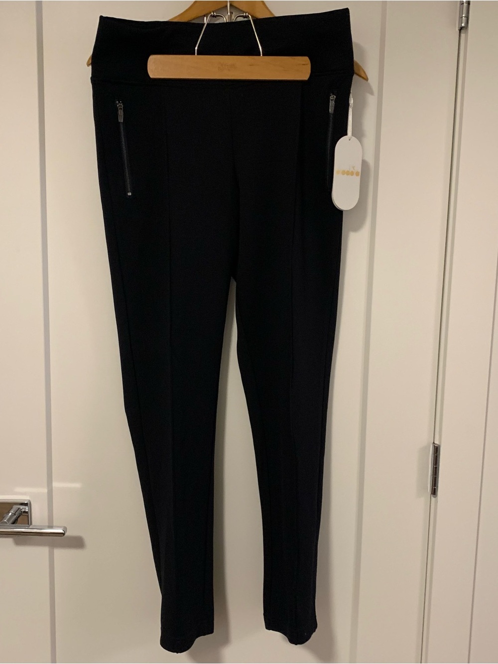 Diadora Black Skinny Pants with Zip Detail Pockets